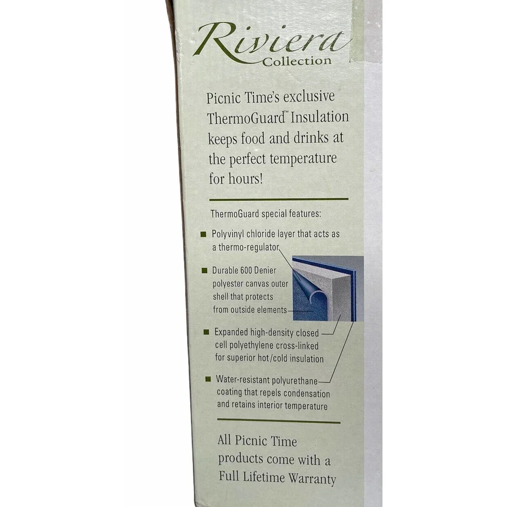 NEW Picnic Time Riviera Collection Malibu Insulated Picnic Cooler Tote For 2‎